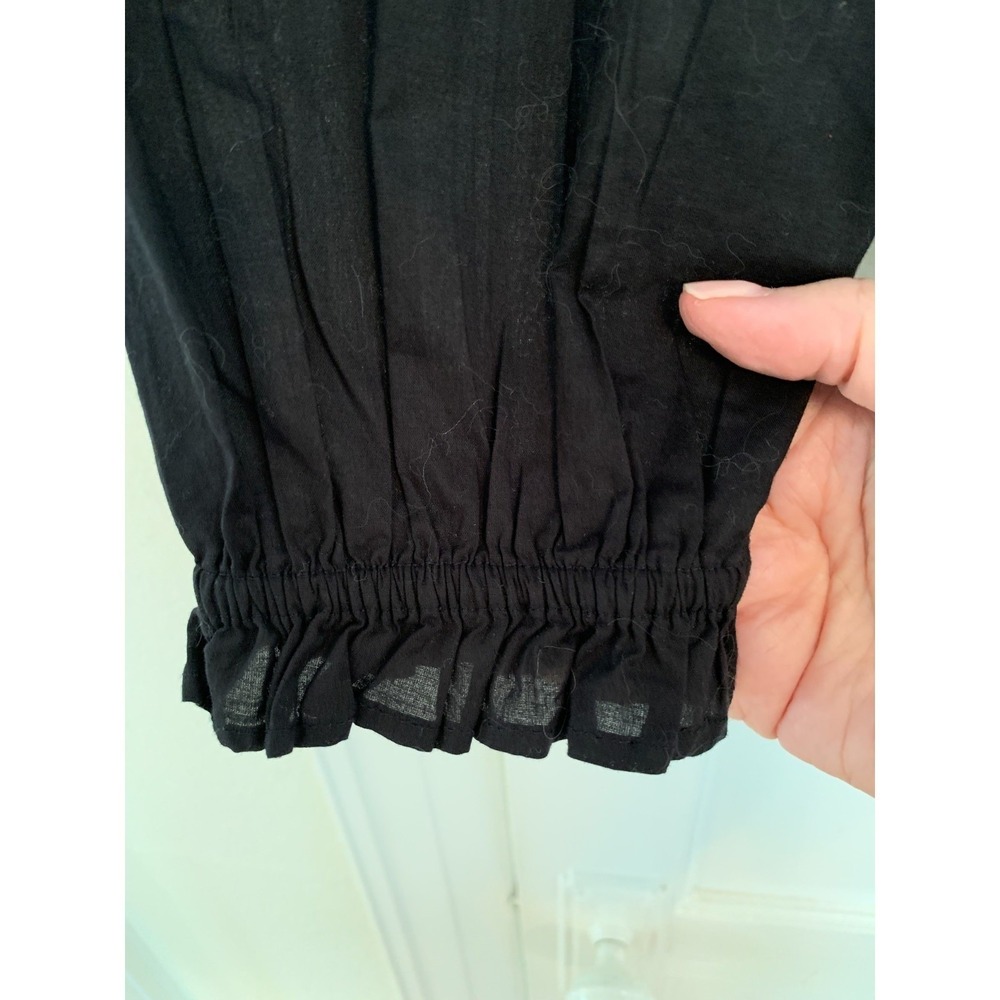 GAP / Black Cotton Eyelet Romantic Boho Puff Sleeve Top / Size Large - Picture 6 of 7